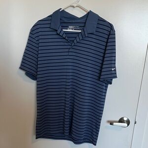 Nike Men's Navy Striped Polo Shirt